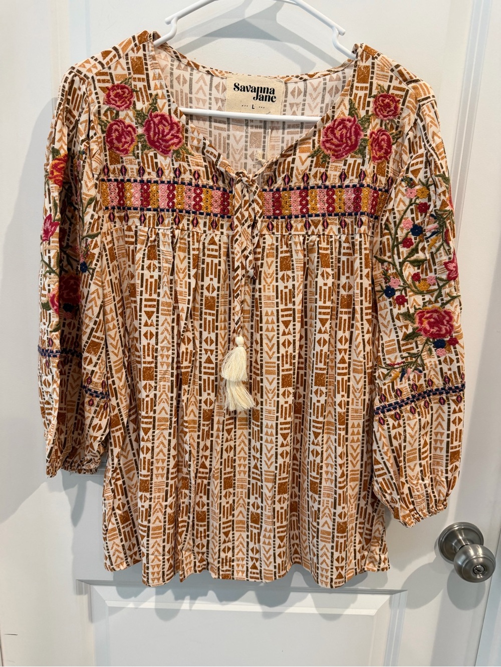 NWT Savanna Jane Boho Blouse Size Large